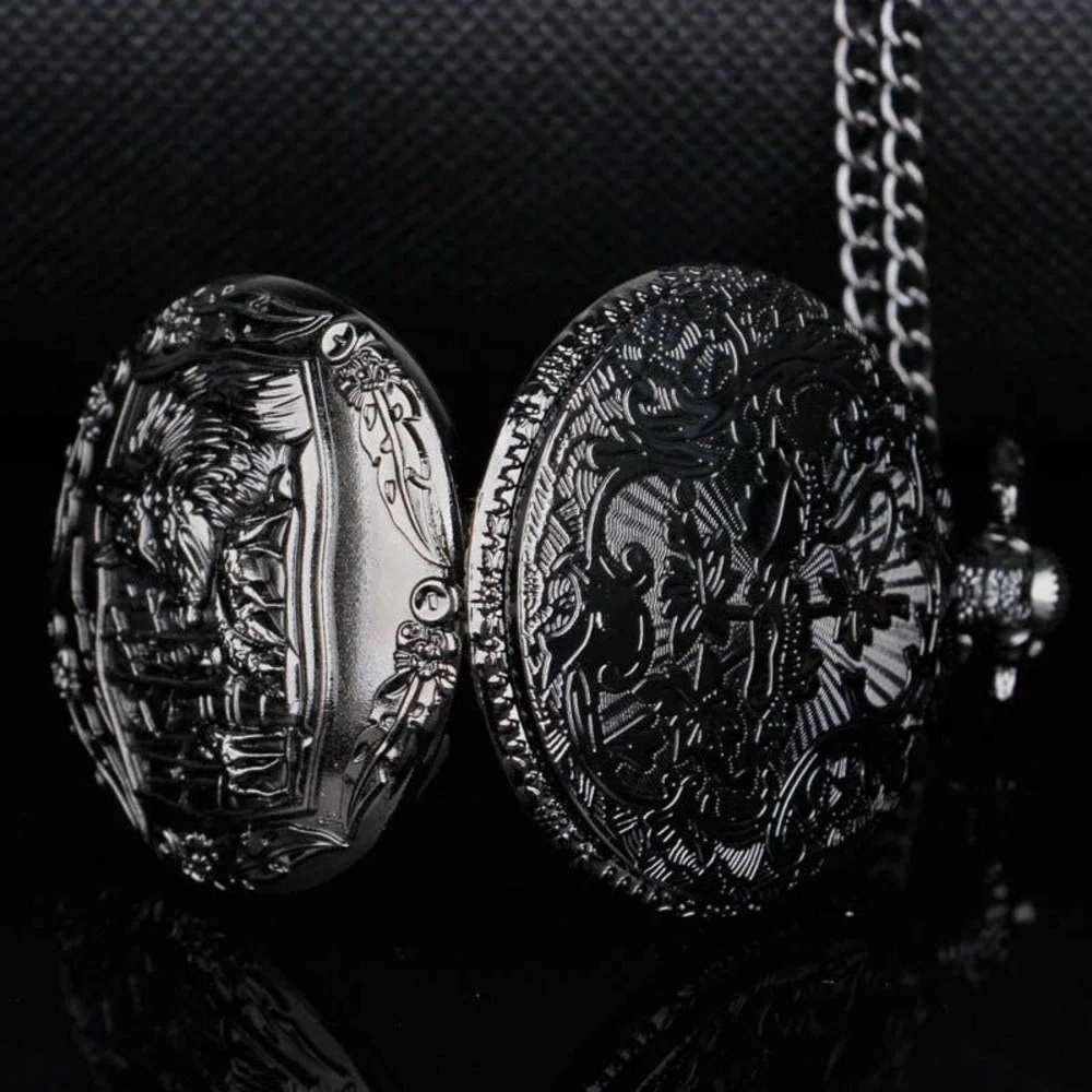 Wolf Pocket Watch NEW Black Metal Wolves Wild Nature Outdoors Gift - Picture 4 of 4